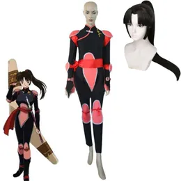 Cosplay Anime Inuyasha Sango Cosplay Costume Wig Adult Women Black Red Jumpsuit Outfit Halloween Carnival Party Combat Uniform Suit