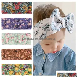 Haarschmuck Mädchen Druck Blumen Haarschmuck Haarband für Baby Kinder Bögen niedlich und süß Stirnband Kinder weiche elastische Schleife Dh9As