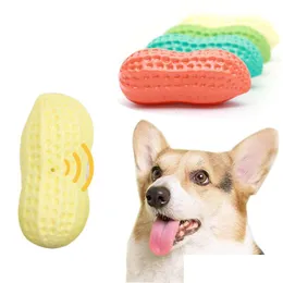 Dog Toys Chews Squeaky Interactive Peanut Shape Teeth Cleaning Squeak Chew For Medium Dogs Large Small Breeds Puppy Pet D Homefavor Dhxfg