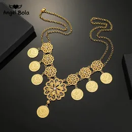 Pendant Necklaces Arab Coin Big Necklace for Women Muslim Islam Middle East Wealth Symbol Wedding Long Necklaces Africa Turkish Persia Jewelry 231013