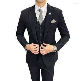 Ternos masculinos estilo S-7XL (terno colete calças) cor sólida cavalheiro moda negócios casual versão coreana formal terno profissional