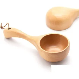 Spoons Wooden Ramen Spoon Tableware Bouillon Soup Ladle Japanese Style Wood Handle Water Scoop Home Kitchen Accessories Dro Homefavor Dhwab