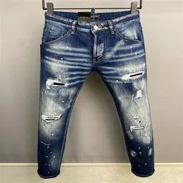 DSQ PHANTOM TURTLE Calça jeans masculina clássica da moda, jeans hip hop rock moto, design casual masculino, jeans rasgado, skinny 261V