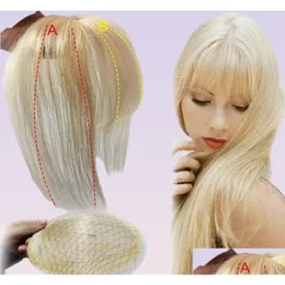 Human Bangs Blonde Clip i 3D -frans hårtoppare förlängning kronhårstycke för kvinnor kort vinkel brun693166654026195 droppleverans p dhykn