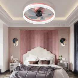 Ventilatori da soffitto con luci LED dimmerabili Installazione incorporata di ventilatori da soffitto moderni e sottili (Rosa)