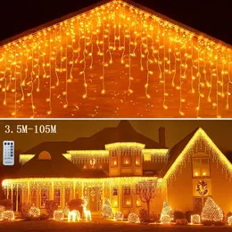 Altri articoli per feste per eventi Decorazioni natalizie per la casa Tenda LED per esterni Ghiaccioli String Light Ghirlanda stradale sulla casa Inverno 35M Anno Decor 231013