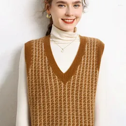 Kvinnors tröjor Kvinnors tröjor ärmlösa tryck Kashmir Knitwear Kvinnlig mjuk varm tröja FN01