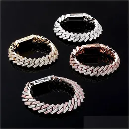 Catena Rock 14Mm Ice Out Cz Bracciali a maglia cubana Gioielli hip-hop in oro per uomini e donne Consegna in drop Dhh58