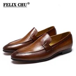 Kleidschuhe FELIX CHU Designer Mode Herren Loafer Leder Handgefertigt Schwarz Braun Casual Business Party Hochzeit Herrenschuhe 231013