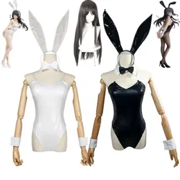 Cosplay anime Sakurima Mai cosplay kostüm peruk rascal, tavşan kızı senpai beyaz siyah üniforma seksi kadın Hallowen takım elbise hayalini kurmuyor
