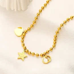 Luxury Brand Designer Pendants Necklaces Fashion Women 18K Gold Plated Stainless Steel Heart Star Accessories Letter Pendant Necklace Choker Chain Jewelry Simple