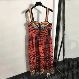 Tiger Pattern Womens Sexy Sling Dresses For Party Wedding Fashion Sleeveless Lady Vest Dress Summer Skirts Clothes232I