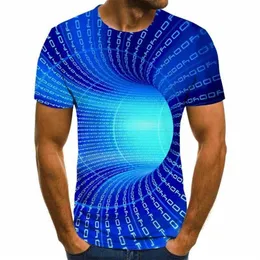 Camisetas para hombres 2021 Moda Camiseta casual 3D Remolino Impreso Verano O-Cuello Diario Divertido Manga corta233N