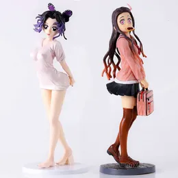 Brinquedos de dedo 25cm Kimetsu No Yaiba Anime Figura Kochou Shinobu Action Figure Uniform Nezuko Kamado Demon Slayer Action Figure Modelo Boneca Brinquedos