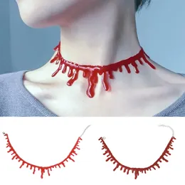 Chokers Creative Red Dripping Blood Choker Necklace For Women Halloween Decoration Punk Simulation Bleeding Necklace Festival Jewelry 231013