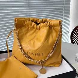 Gold Coin Medium Women 22 Matte Garbage Bag Vintage Crossbody Shoulder Bag Luxury Handbag Leather Diamond Lattice Shopping Trip Suitcase Underarm Fanny Pack 31CM