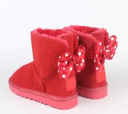 U Snow Boots التصميم الكلاسيكي القصيرة Baby Boy Girl Kids Bow-Tie مع Fur Model Diamond Fur متكامل الحفاظ على Warm Hot Sell WGG2024