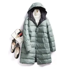 Parka in piumino da donna indossa entrambi i lati Giacca invernale leggera e sottile in anatra bianca Cappotto lungo con cappuccio da donna Capispalla imbottito caldo e sottile 231013