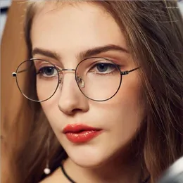 نظارة شمسية Feishini Round Frame Glasses Women Rays Radiation Gamin Eyewear Metal Usisex Anti Blue Light Light Men Men