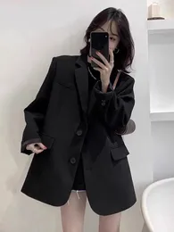 Ternos femininos moda fantasia preto terno jaqueta senhora 2023 outono/inverno solto all-matching bleizer casual de mujer blazer feminino