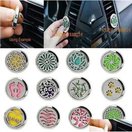 Essential Oils Diffusers 30Mm Car Per Clip Home Oil Diffuser For Locket Stainless Steel Air Freshener Conditioning Vent Drop Deliver Dhkyv