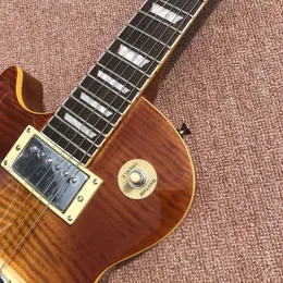 Sol Standart Elektro Gitar, Tütün Patlama Rengi, Kaplan Akçaağaç Üstü, Sarı Bağlama, Yüksek Kaliteli Gitarar, Ücretsiz Kargo 00