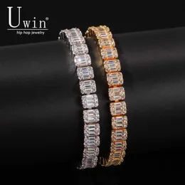 Uwin Baguette CZ Pulseira Iced Out Zircon 8 5m HipHop Fashion Punk Chain Bling Elegante Charms Jóias 7 polegadas 8 polegadas 210609236K