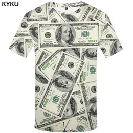 Kyku Dollar T Shirt Erkekler Para Tshirts Gotik 3D T-Shirt Komik Tişörtler Hip Hop Tshirt Serin Mens Giyim 2018 Yeni Yaz Top244n