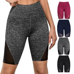 Shorts ativos femininos de cintura alta yoga curto abdômen controle treinamento calças de corrida