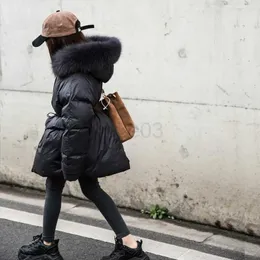 Daunenmantel Mädchen Daunenjacken 8 10 Jahre Big Fur Hoodies Warme Parkas Koreanische Mädchenmode Winter Outdoor-Kleidung J231013