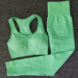 2pcs Sakinsiz yoga Suits Kadınlar Enerji Spor Salonu Fitness Giyim Yüksek Bel Tayt Sütyen Yoga Setleri Eğitim Sporu Çalışan Spor Giyim T20241R