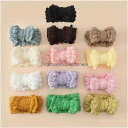 Cartoon Accessories Hair Accessories Headband Ins Cute 14 Colors Baby Puff Elastic Fashion Soft Big Bow Knot Girl Infant Baby, Kids Ma Dhccj