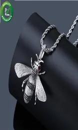 Ciondolo ghiacciato Gioielli Hip Hop Micropave Diamante simulato CZ Bling Bee Collana con pendente con catena a corda per uomo Designer di lusso9698067