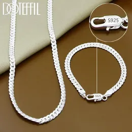 Wedding Jewelry Sets DOTEFFIL 925 Sterling Silver 81618202224 Inch 6mm Side Chain Necklace Bracelet For Woman Men Fashion Charm 231013