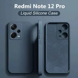 휴대폰 케이스 레드 미지 12 Pro Case Square Liquid Silicone Cases for Redmi Note 12 Pro Plus Note12Pro 4G Note12 Pro 소프트 커버 L230823