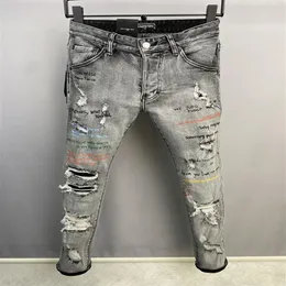 DSQ PHANTOM TURTLE Calça jeans masculina clássica da moda, jeans hip hop rock moto, design casual masculino, jeans rasgado, skinny 242g