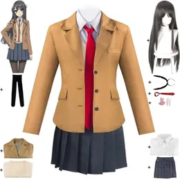 Cosplay anime Sakurima Mai Rascal, tavşan kızı senpai cosplay kostüm peruk okulu jk üniformalı cadılar bayramı rol oyun takımını hayal etmiyor