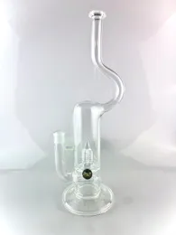 Bent neck secret white bong Smoking Pipes 18 inches in height 18 mm joint 2 inline percs to inv 4 splash add 1 marble