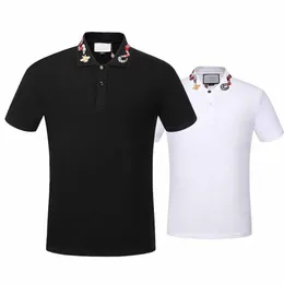 2017 T-shirt in cotone estivo di alta qualità tee collar ricamo serpente ture marca Strade di alta qualità nero bianco2798