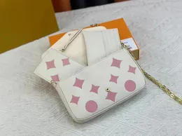 Borsa da donna Borsa a tracolla Luxurys Pochette Felicie Borsa a mano Colore chiaro Raffigurazione di fiori Lettera Borse a catena piccola Borsa da trucco da sera moda donna con scatola