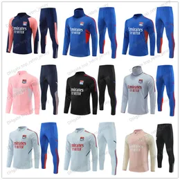 Lyon Tracksuits Männer und Kinder Fußball -Set Überlieferung langhändiger Sweatshirt Kit 23 24 New Lyonnais L.Paqueta Ol Aouar Football Training Anzug Jogging Sets Top