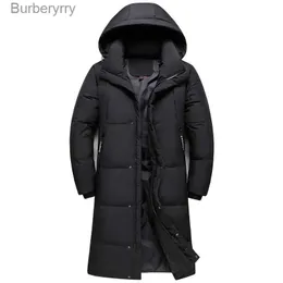 Men's Down Parkas 2023 New Arrival Winter Down Jackets Men Overcoat Fashion Thicken Warm 90% White Duck Down Coats for Men Hooded Black Long ParkaL231014