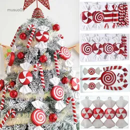 Julekorationer 1set Big Lollipop Candy Cane Christmas Tree Hanging Pendant Noel Xmas Gifts nyår Ornament 2023 Julhemdekorationerl23/10/14