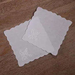 Guardanapo de mesa N109 Branco 12 peças de algodão Ramie tamanho pequeno 7 "x 7" bordas de vieira guardanapos bordados feitos à mão