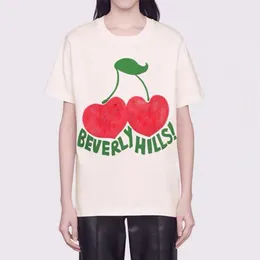 2022S Beverly Hills Cherry Designer T-Shirt Men Fashion Luxury Sloting Sleeve Women Punk Print Letter Summer Skateboard Bre286x