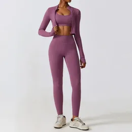 Aktywne zestawy 2/3 szt. Zestaw Gym Kobiety Lycra Sport Outfit for Woman Sportswear Yoga Odzież Zużycie treningu Activewear Women Pilates Ubrania
