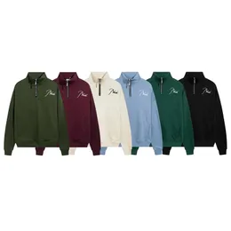 Herrjackor Rhude Jacket Premium broderad Zip Design Solid Color Turtleneck Women's Sweatshirt 231013