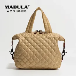 Kvällspåsar Mabula Luxury Design Down Padded Tote Bag Quilted Topphandtag Handväskor Casual Purs Axel Female Crossbody 231013