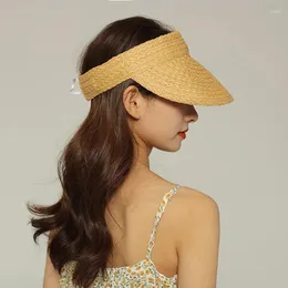 Berets słomy kapelusz damskie letnia opaska na głowę top przeciwsłoneczny wakacyjny wakacje nadmorskie twarz pokrywające składane