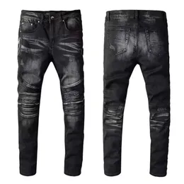 Jeans Designer-Herrenjeans Hip-Hop-Reißverschluss-Lochwaschhose Retro zerrissene Faltnähte Herrendesign Motorradfahren coole schmale Hose Himmelblaue Jeans für Damen 28-40.SML